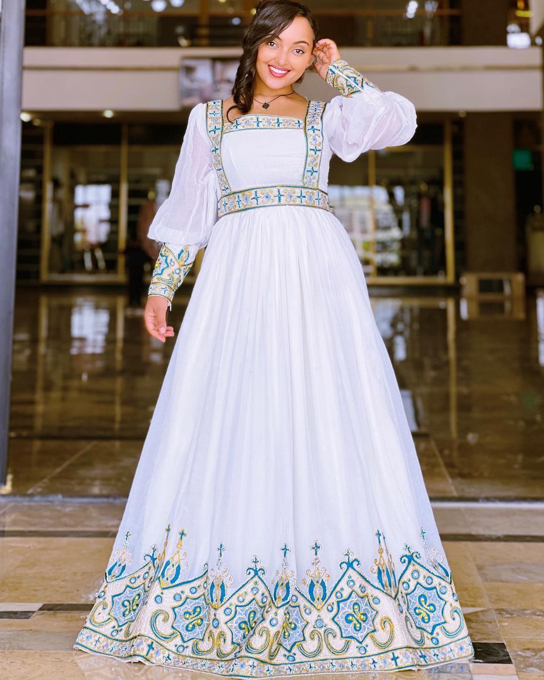 Majestic Long Sleve Tradional Dress 101 — Habesha dress — Sheba Vibes Ethiopia — womens 4307
